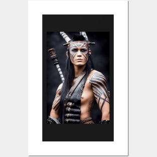 Female barbarian warrior with tribal tattoos Posters and Art